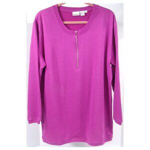 NWOT Newport News 2X Pink Sweatshirt Rhinestones Bling Pullover Half-Zip Vtg 90s